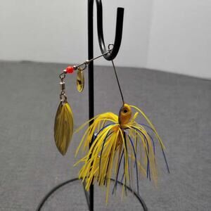 Spinner Bait Fishing Lure Yellow Blue Jig Weedless Bass Pike Tackle NWOT New